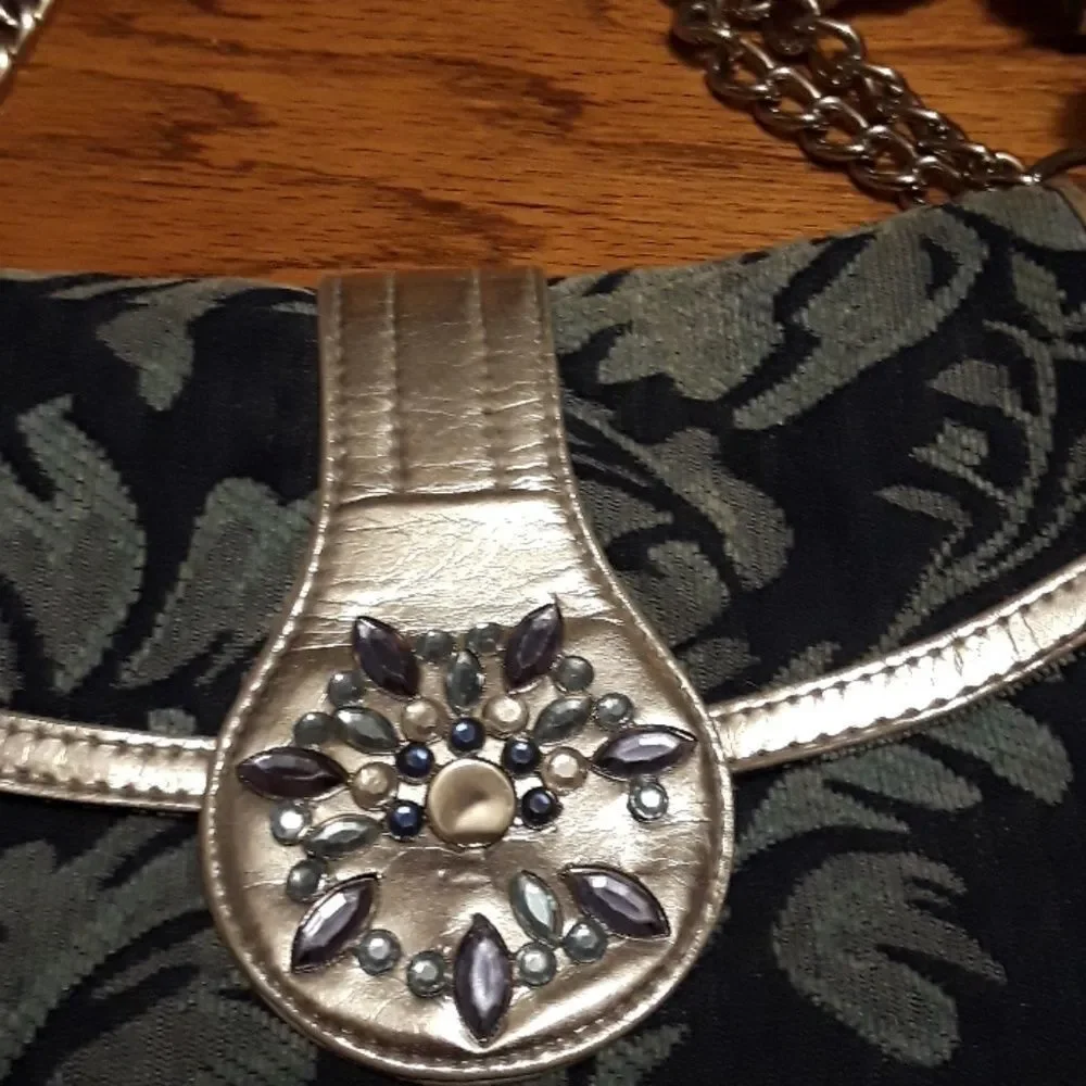 Blue and Silver Velvet Material Purse